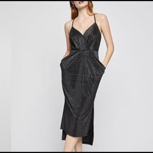 BCBGeneration Black and Silver Midi Dress w/ Pockets